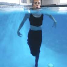 WetlookFashion: Joy's First Dive into the Pool Wearing a Sexy Leather Outfit
