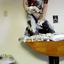 RevSlymsford: Kaydens Dress and Tights Cake and Chocolate Syrup Wank