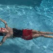 WetlookFashion: Kilo Takes a Dip in Her Sexy Red Mini Skirt and Black Top