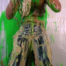 Miss Nicole: Meredith Blasted With Green Slime in Aritzia Leather Jeans