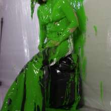Miss Nicole: Meredith Blasted With Green Slime in Aritzia Leather Jeans