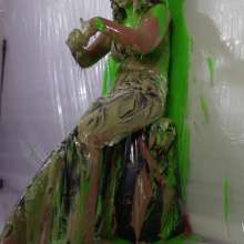 Miss Nicole: Meredith Blasted With Green Slime in Aritzia Leather Jeans