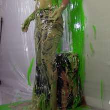 Miss Nicole: Meredith Blasted With Green Slime in Aritzia Leather Jeans