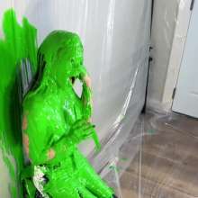 Miss Nicole: Meredith Blasted With Green Slime in Aritzia Leather Jeans