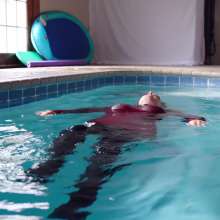 DMarieAllWet: Swimming in Long Red Sweater and Leather