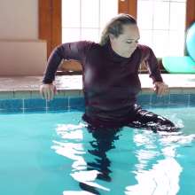DMarieAllWet: Swimming in Long Red Sweater and Leather