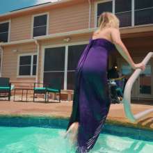 WetlookFashion: Angel Gets Formally Wet in a Stunning Purple Dress