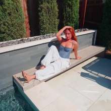 WetlookFashion: Emma Gets Wet in White Baggy Pants and a Sexy Lace Top