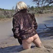 FOXY: Edwie is dressed with fur coat in mud