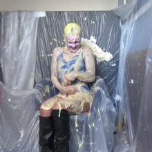 RevSlymsford: Lottie Trashed With Custard and Slime In Hot Blue Outfit