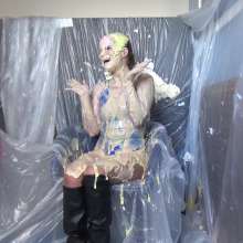 RevSlymsford: Lottie Trashed With Custard and Slime In Hot Blue Outfit
