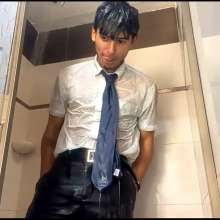 WETColours: Mike Shower with White Shirt and Tie