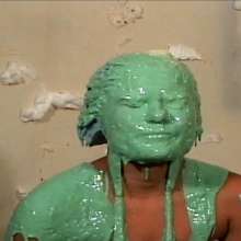 Anglefan: Kristen slimed in her towel and shower cap