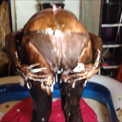 CandyCustard: Maria pied and coated in chocolate in a tiny bikini