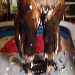 CandyCustard: Maria pied and coated in chocolate in a tiny bikini