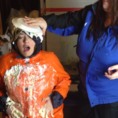 CandyCustard: Candy messes up Maria in rainwear