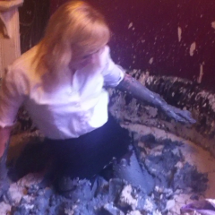 CandyCustard: Mud virgin Axa Jay gets muddy in officewear, tights and heels