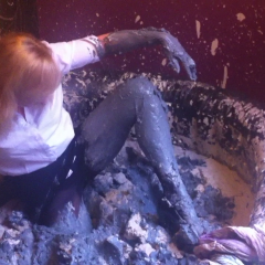 CandyCustard: Mud virgin Axa Jay gets muddy in officewear, tights and heels
