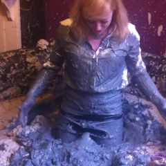 CandyCustard: Mud virgin Axa Jay gets muddy in officewear, tights and heels