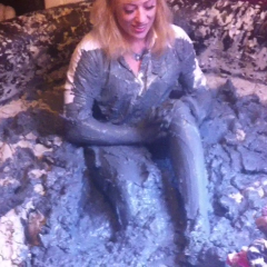 CandyCustard: Mud virgin Axa Jay gets muddy in officewear, tights and heels