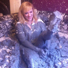 CandyCustard: Mud virgin Axa Jay gets muddy in officewear, tights and heels