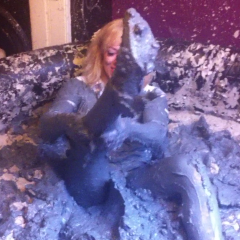 CandyCustard: Mud virgin Axa Jay gets muddy in officewear, tights and heels