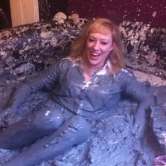 CandyCustard: Mud virgin Axa Jay gets muddy in officewear, tights and heels