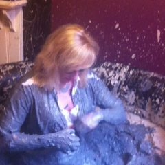 CandyCustard: Mud virgin Axa Jay gets muddy in officewear, tights and heels