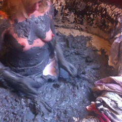 CandyCustard: Mud virgin Axa Jay gets muddy in officewear, tights and heels