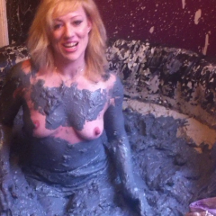 CandyCustard: Mud virgin Axa Jay gets muddy in officewear, tights and heels