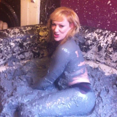 CandyCustard: Mud virgin Axa Jay gets muddy in officewear, tights and heels