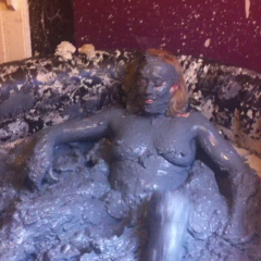 CandyCustard: Mud virgin Axa Jay gets muddy in officewear, tights and heels