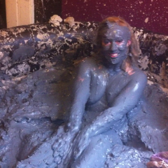CandyCustard: Mud virgin Axa Jay gets muddy in officewear, tights and heels