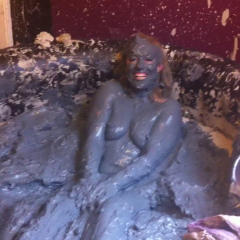 CandyCustard: Mud virgin Axa Jay gets muddy in officewear, tights and heels