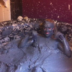 CandyCustard: Mud virgin Axa Jay gets muddy in officewear, tights and heels