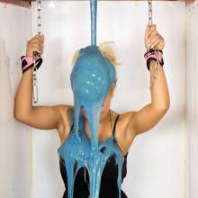 CandyCustard: Hi-res pic set of Kaitlyn gunged in cuffs and PVC