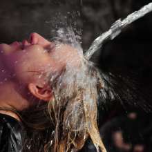 DungeonMasterOne: Felicity chained to the wall and mercilessly hosed down!