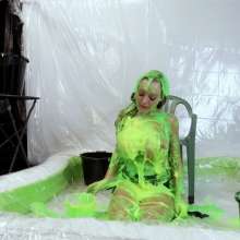GirlsGetGunged: Busty Blonde + Thick Green Gunge