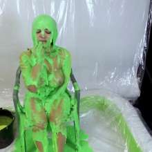 GirlsGetGunged: Busty Blonde + Thick Green Gunge