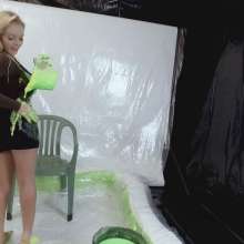 GirlsGetGunged: Busty Blonde + Thick Green Gunge