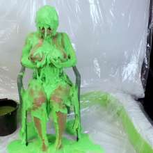 GirlsGetGunged: Busty Blonde + Thick Green Gunge