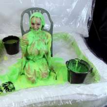 GirlsGetGunged: Busty Blonde + Thick Green Gunge