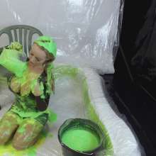 GirlsGetGunged: Busty Blonde + Thick Green Gunge