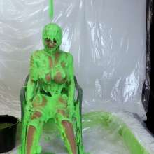 GirlsGetGunged: Busty Blonde + Thick Green Gunge