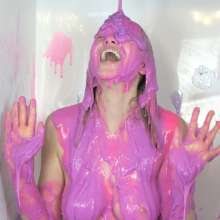 bosunbob: Photoset of Hannah gunged in pink and blue