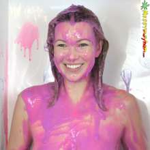 bosunbob: Photoset of Hannah gunged in pink and blue