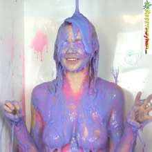 bosunbob: Photoset of Hannah gunged in pink and blue