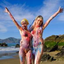 messyhot: Audra and Marron Sploshing on a Nude Beach