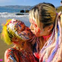 messyhot: Audra and Marron Sploshing on a Nude Beach