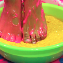 PieZone: Gabi Is Snobby and Slimed in "Guess The Mess" (Feet Dipping!)